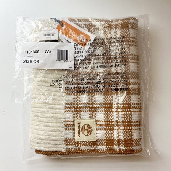 NEW Timberland Orange & White Plaid Rectangle Scarf Chunky Fall Autumn - Picture 4 of 4